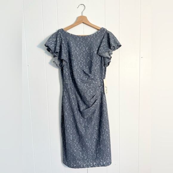 Eliza J NWT blue lace dress flutter sleeve shimmer wedding cocktail party - Picture 3 of 10